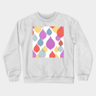 Sixties teardrop shape geometric purple, red, blue yellow, Linen textured heart Crewneck Sweatshirt